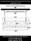 Porchgate Amish Heavy Duty 700 Lb 4-Foot Farmhouse Porch Swing - Oak Stain