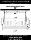 Porchgate Amish Heavy Duty 700 Lb 5-Foot Ardmore Porch Swing - Tricorn Black