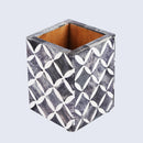 3x4 Pen & Pencil Holder - Mosaic Star Pattern, Grey