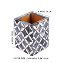 3x4 Pen & Pencil Holder - Mosaic Star Pattern, Grey