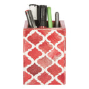 3x4 Pen & Pencil Holder - Moroccan Design Bone Inlay Collection, Red