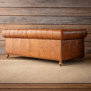 Lovecup Grand Oak Leather Chesterfield Sofa 84" L007