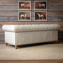 Lovecup Off White Leather Riverbird Chesterfield Sofa 84" L008
