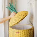 Pineapple Rattan Storage Basket Yellow - Large