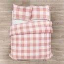 Twin Size Plaid Soft Faux Fur Comforter Set in Pink Blush