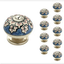 Mascot Hardware Flowers 1-3/5 in. Blue & Cream Cabinet Knob (Pack of 10)