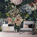 Modish Modern Dark Wallpaper with Flowers