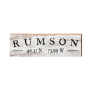 Rumson Latitude Longitude Sign | Wall Art Print on Real Wood