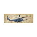 Helicopter Sign | Wall Art Print on Real Wood