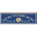 Edisto Beach Sea Shell Navy Latitude Longitude | Wall Art Print on Real Wood