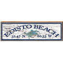 Edisto Beach Blue Crab White Shabby Latitude Longitude | Wall Art Print on Real Wood