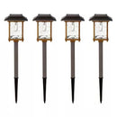 4 Pack - Bronze Gold Solar LED Light Set - Outdoor Path Yard Lighting