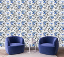 Fashionable Blue Large Peonies Wallpaper Fashionable