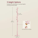 Modern Solid Wood Coat Rack Entryway Hall Tree Hat Stand in Pink
