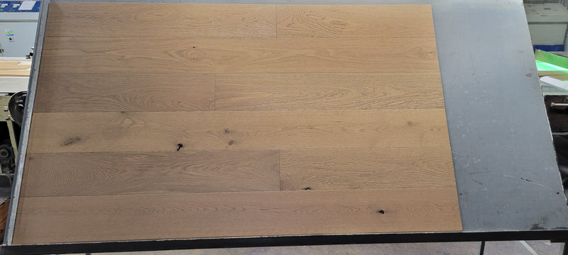 Engineered Wood 7 1/2" Wide, 84" RL, 1/2" Thick Euro White Oak Trace Grey Smooth Floors - Bellfloor Collection profile view