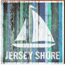Jersey Shore Sail Boat Blue Boards | Wall Art Print on Real Wood