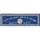 Toms River Sand Dollar Navy Latitude Longitude | Wall Art Print on Real Wood