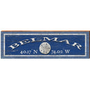 Belmar Sand Dollar Navy Latitude Longitude | Wall Art Print on Real Wood
