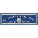 Ocean Grove Sand Dollar Navy Latitude Longitude | Wall Art Print on Real Wood