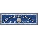 Seaside Park Sand Dollar Navy Latitude Longitude | Wall Art Print on Real Wood