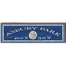 Asbury Park Sand Dollar Navy Latitude Longitude | Wall Art Print on Real Wood