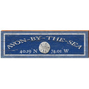 Avon-By-The-Sea Sand Dollar Navy Latitude Longitude | Wall Art Print on Real Wood