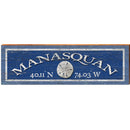 Manasquan Sand Dollar Navy Latitude Longitude | Wall Art Print on Real Wood