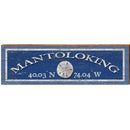 Mantoloking, New Jersey Latitude Longitude Wooden Sign | Wall Art Print on Real Wood | Sand Dollar Navy Beach House Decor