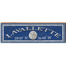 Lavallette Sand Dollar Navy Latitude Longitude | Wall Art Print on Real Wood