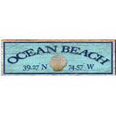 Ocean Beach Shell Blue Latitude Longitude | Wall Art Print on Real Wood