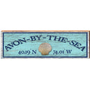 Avon-By-The-Sea Shell Blue Latitude Longitude | Wall Art Print on Real Wood