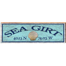 Sea Girt Shell Blue Latitude Longitude | Wall Art Print on Real Wood