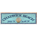 Chadwick Beach Shell Blue Latitude Longitude | Wall Art Print on Real Wood
