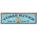 Toms River Shell Blue Latitude Longitude | Wall Art Print on Real Wood