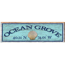 Ocean Grove Shell Blue Latitude Longitude | Wall Art Print on Real Wood