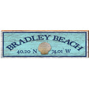 Bradley Beach Shell Blue Latitude Longitude | Wall Art Print on Real Wood