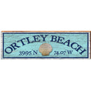 Ortley Beach Shell Blue Latitude Longitude | Wall Art Print on Real Wood