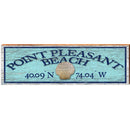 Point Pleasant Beach Shell Blue Latitude Longitude | Wall Art Print on Real Wood