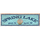 Spring Lake Shell Blue Latitude Longitude | Wall Art Print on Real Wood