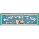 Normandy Beach Triple Shells Water Latitude Longitude | Wall Art Print on Real Wood