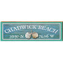 Chadwick Beach, New Jersey Sea Shells Latitude Longitude Wooden Sign | Wall Art Print on Real Wood