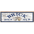 Brick Triple Shells White Shabby Latitude Longitude | Wall Art Print on Real Wood