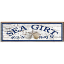 Sea Girt Triple Shells White Shabby Latitude Longitude | Wall Art Print on Real Wood