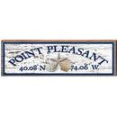 Point Pleasant Triple Shells White Shabby Latitude Longitude | Wall Art Print on Real Wood