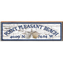 Point Pleasant Beach Triple Shells White Shabby Latitude Longitude | Wall Art Print on Real Wood