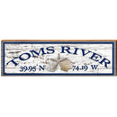 Toms River Triple Shells White Shabby Latitude Longitude | Wall Art Print on Real Wood