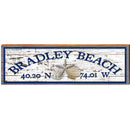 Bradley Beach Triple Shells White Shabby Latitude Longitude | Wall Art Print on Real Wood