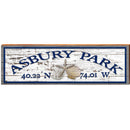 Asbury Park Triple Shells White Shabby Latitude Longitude | Wall Art Print on Real Wood