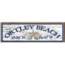 Ortley Beach, New Jersey Triple Shells Latitude Longitude Wooden Sign | Wall Art Print on Real Wood