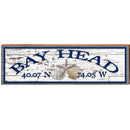 Bay Head Triple Shells White Shabby Latitude Longitude | Wall Art Print on Real Wood